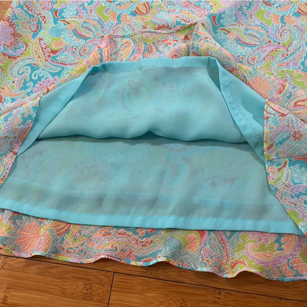 Y2K Crazy Horse Aqua Maxi Ruffle Skirt with Pastel Paisley Accents Mermaidcore - Picture 8 of 9